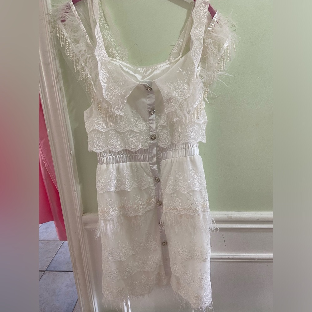 2/$45 Pearl feather formal dress ❤️